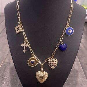 Gold and Blue Heart Jewelry Set